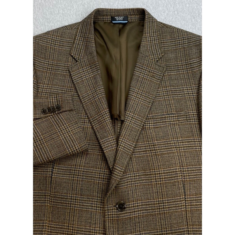 Tommy Hilfiger Blazer‎ Mens 46R Plaid 100% Wool 2-Button Single Breast Elbow Pad